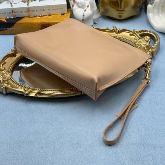 🆕 OROTON 🧿 NWT Mia Pouch Wristlet, Honey Nougat - Picture 7 of 13